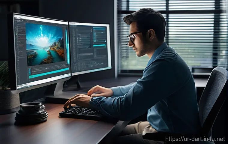 디지털아트 저작권 문제 - **Prompt 2: AI, NFTs, and Future of Digital Rights**
    "A visually striking, futuristic scene depi...